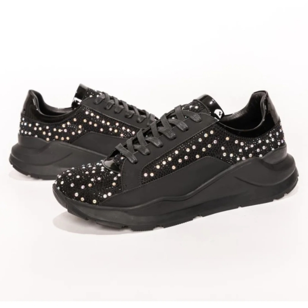 DNA Shoes - The Shine Edition - Black And Multi Stones Sparkly Sneakers Size 43